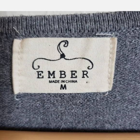 Ember Gray Open Front Cardigan Sweater With Beaded Sleeve. Size M. - Picture 3 of 7